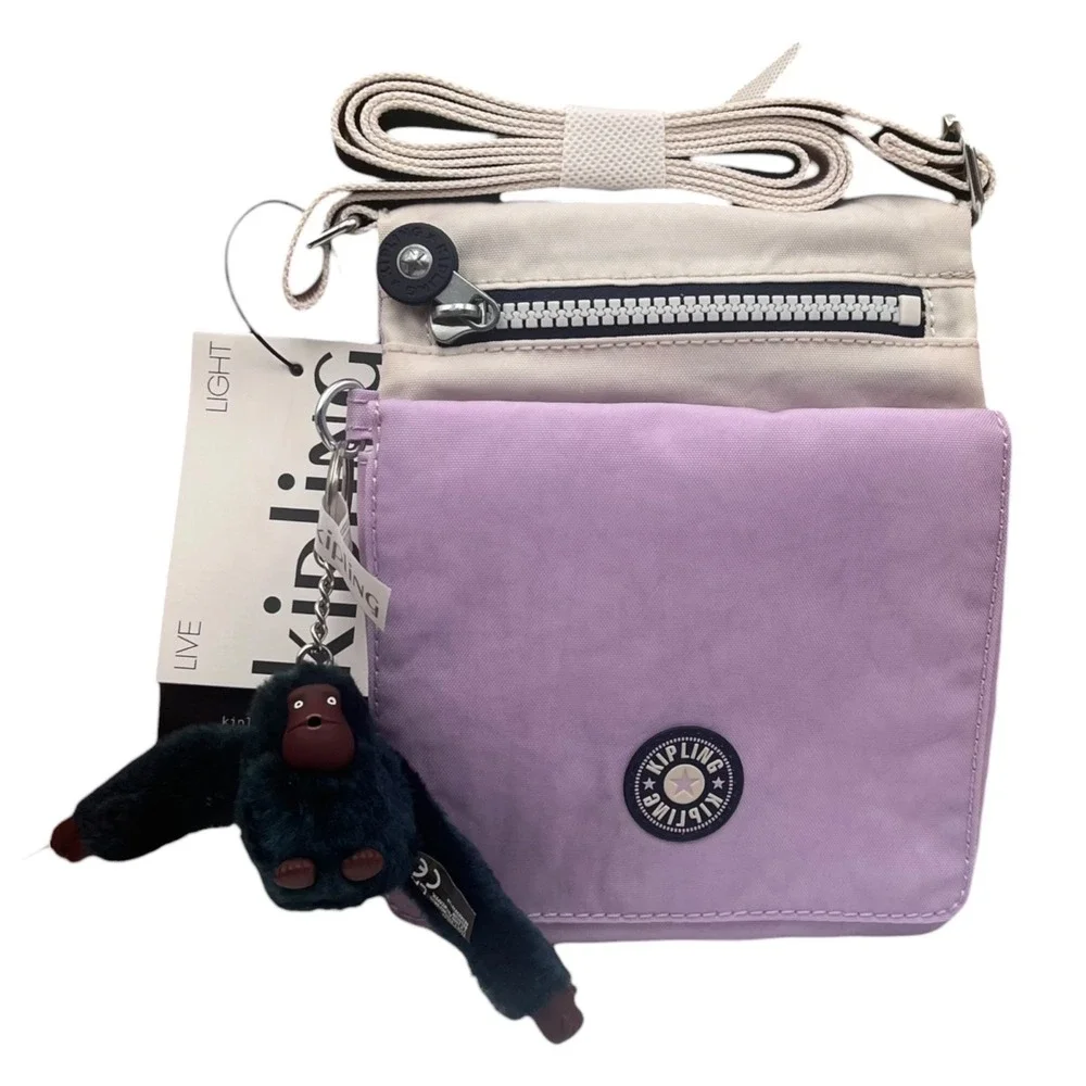 Kipling Eldorado Women's Small Nylon Crossbody Bag Lilac Tan Water Resistant